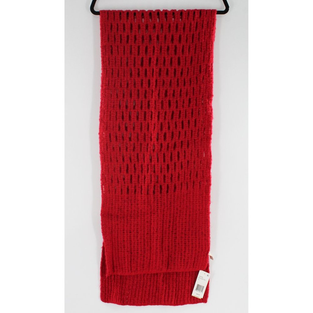 Collection XIIX Red Crochet Knit Honeycomb Stitch Muffler Scarf $38 Tags